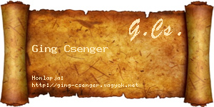 Ging Csenger névjegykártya